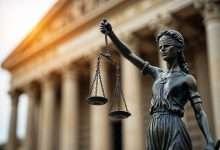 close up justice statue